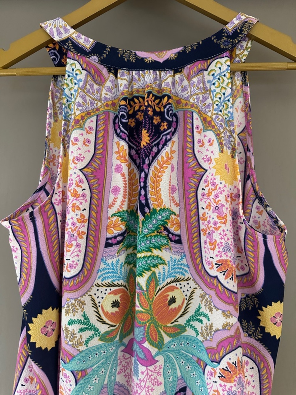Rose & Olive Paisley Tank Top Pink Multi Sleeveless Boho Blouse - Picture 7 of 8